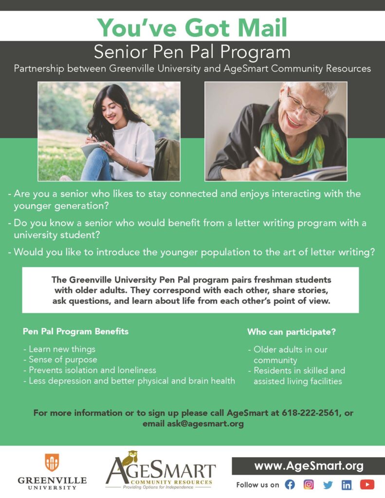 AgeSmart Pen Pal Program Flyer