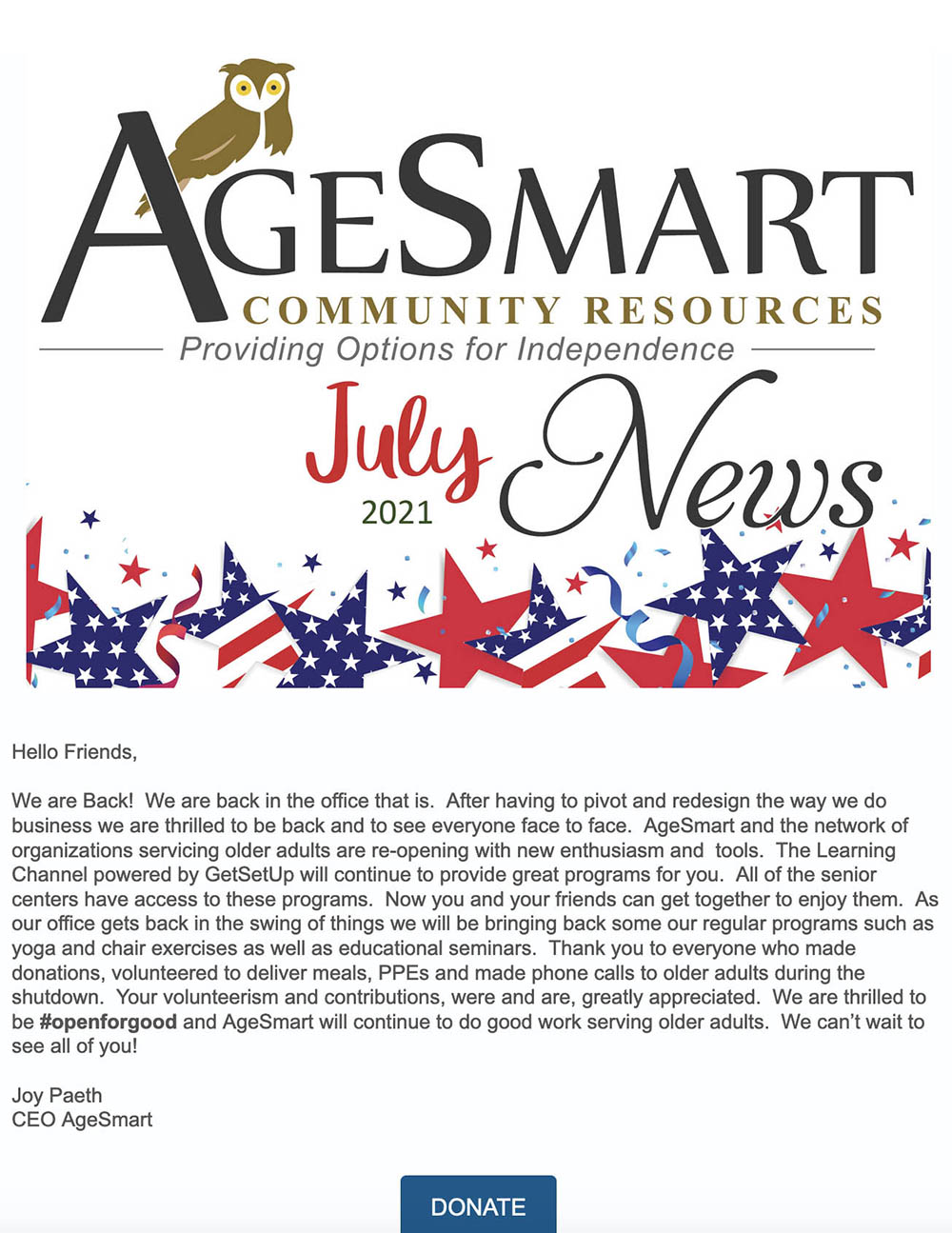 July 2021 Newsletter